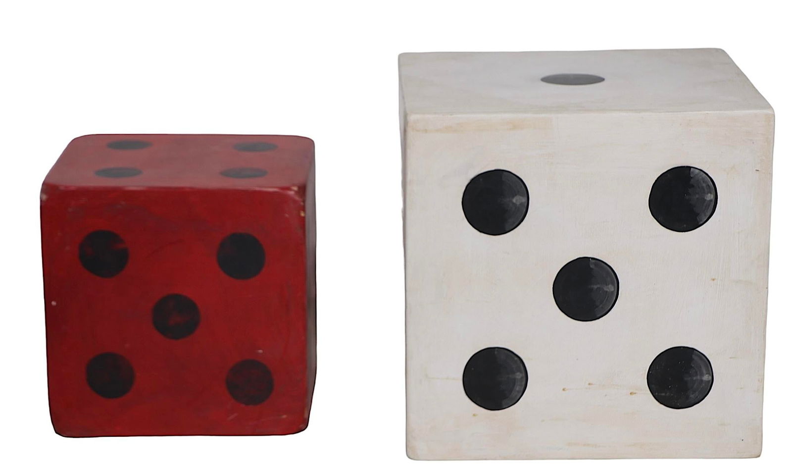 Folk Art Carnaval Dice Side Tables or Decorative Sculptural Items C 1960/80's - 8