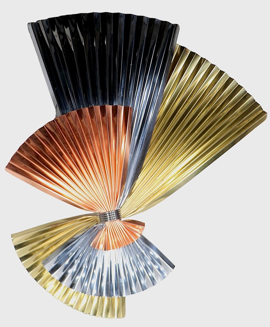 Mixed Metal Hollywood Regency Fan Sculpture by Jere 1991 - 4