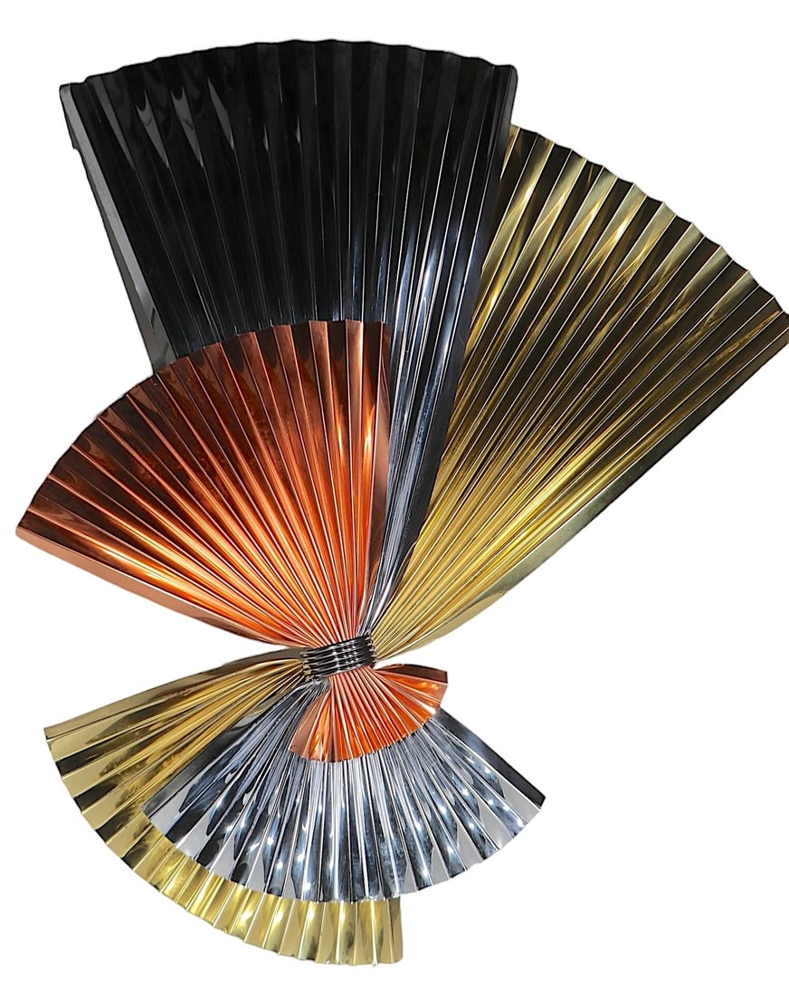 Mixed Metal Hollywood Regency Fan Sculpture by Jere 1991 - 5