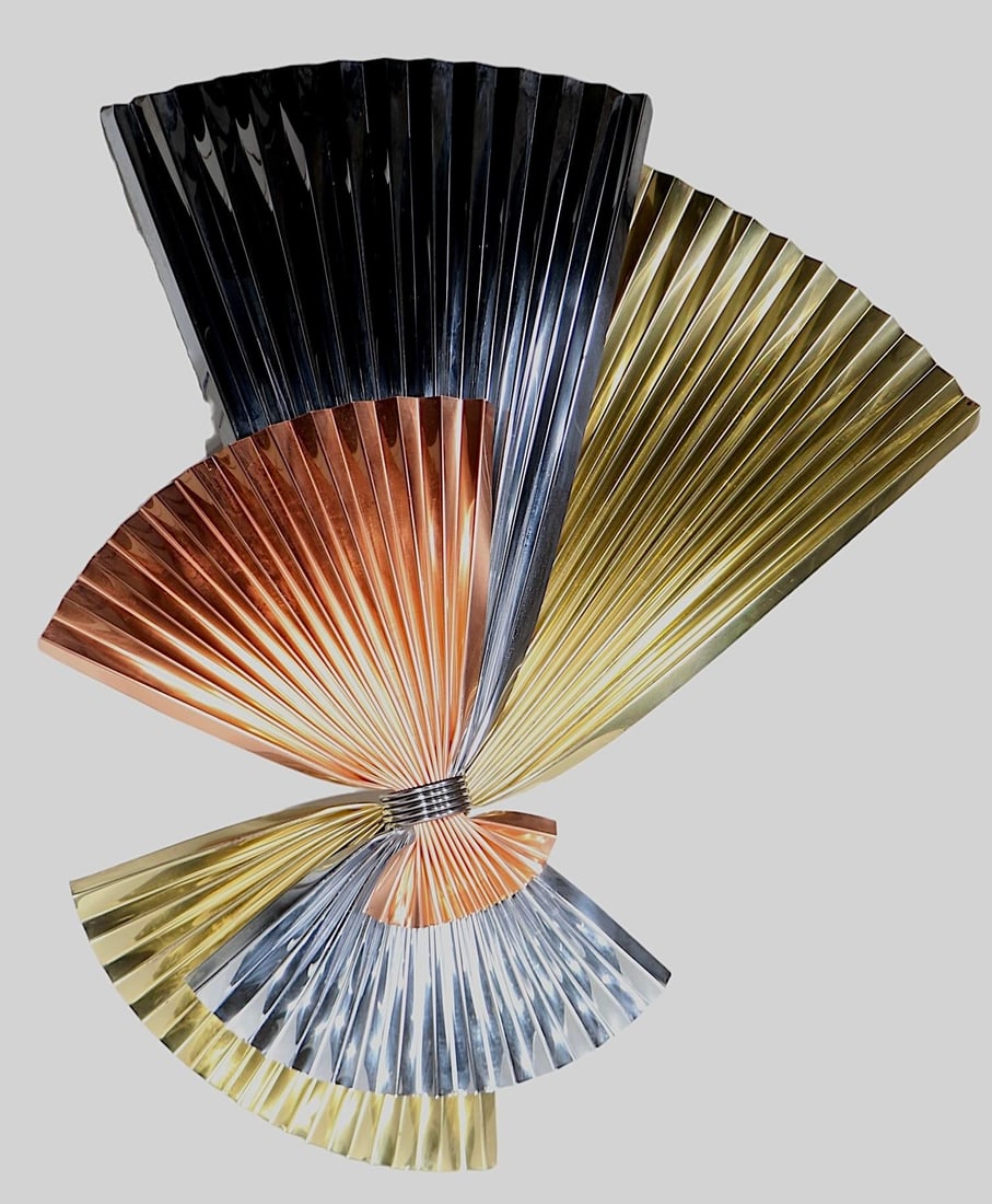 Mixed Metal Hollywood Regency Fan Sculpture by Jere 1991 - 8