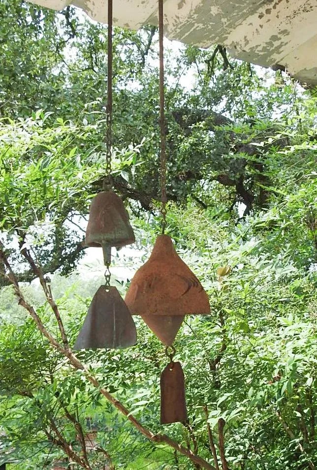 Small Vintage Pottery and Bronze Wind Chime by Paolo Soleri - a Pair - 2