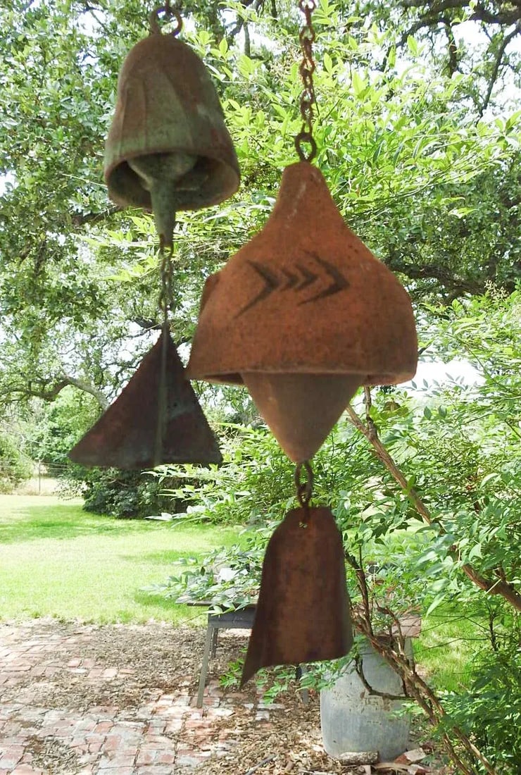 Small Vintage Pottery and Bronze Wind Chime by Paolo Soleri - a Pair - 3
