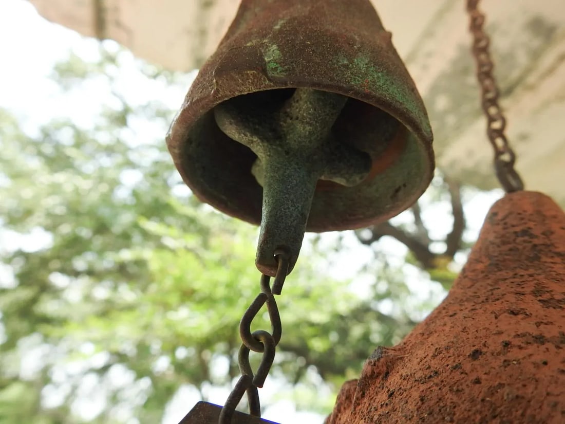 Small Vintage Pottery and Bronze Wind Chime by Paolo Soleri - a Pair - 4