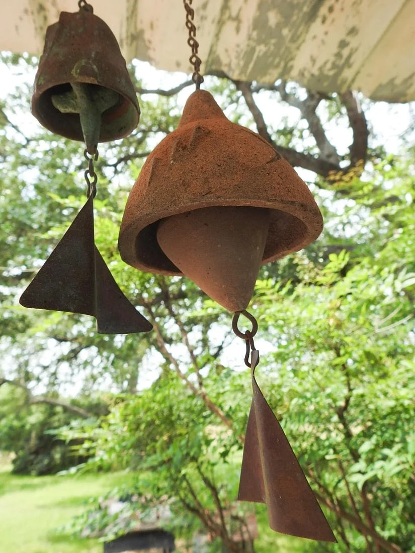 Small Vintage Pottery and Bronze Wind Chime by Paolo Soleri - a Pair - 5