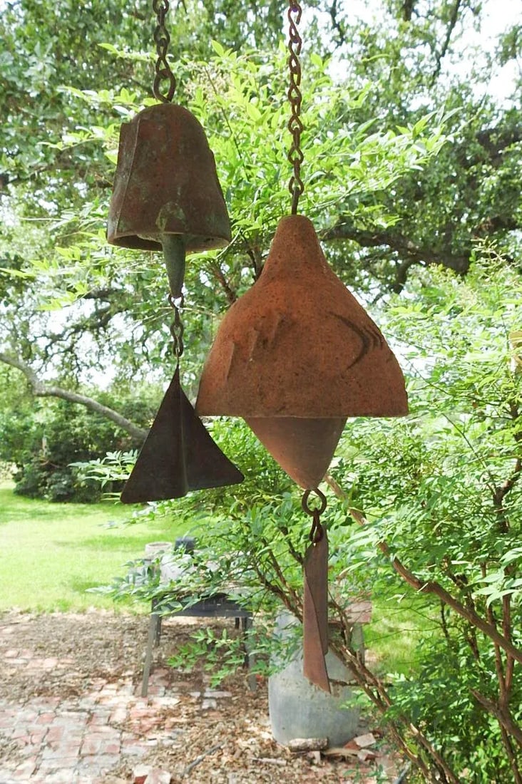 Small Vintage Pottery and Bronze Wind Chime by Paolo Soleri - a Pair - 6