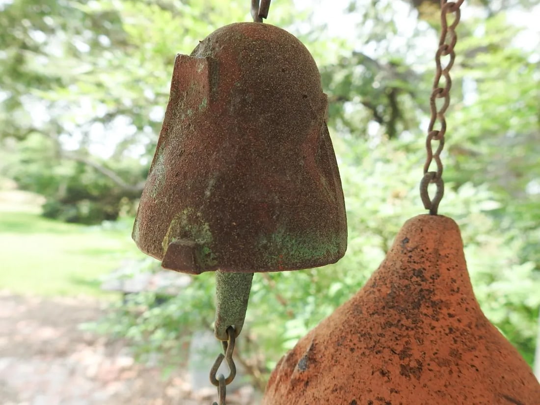 Small Vintage Pottery and Bronze Wind Chime by Paolo Soleri - a Pair - 7