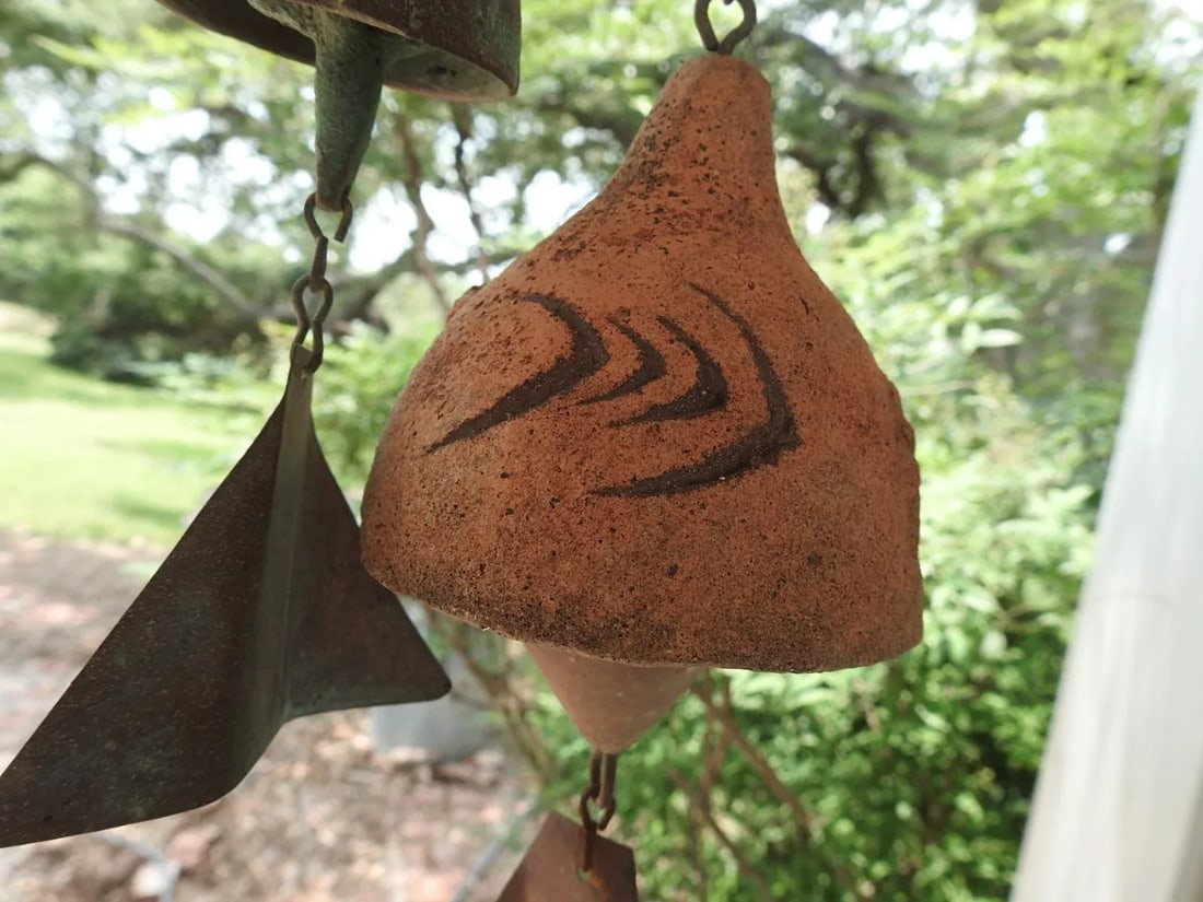 Small Vintage Pottery and Bronze Wind Chime by Paolo Soleri - a Pair - 8