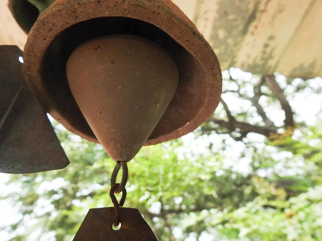 Small Vintage Pottery and Bronze Wind Chime by Paolo Soleri - a Pair - 9