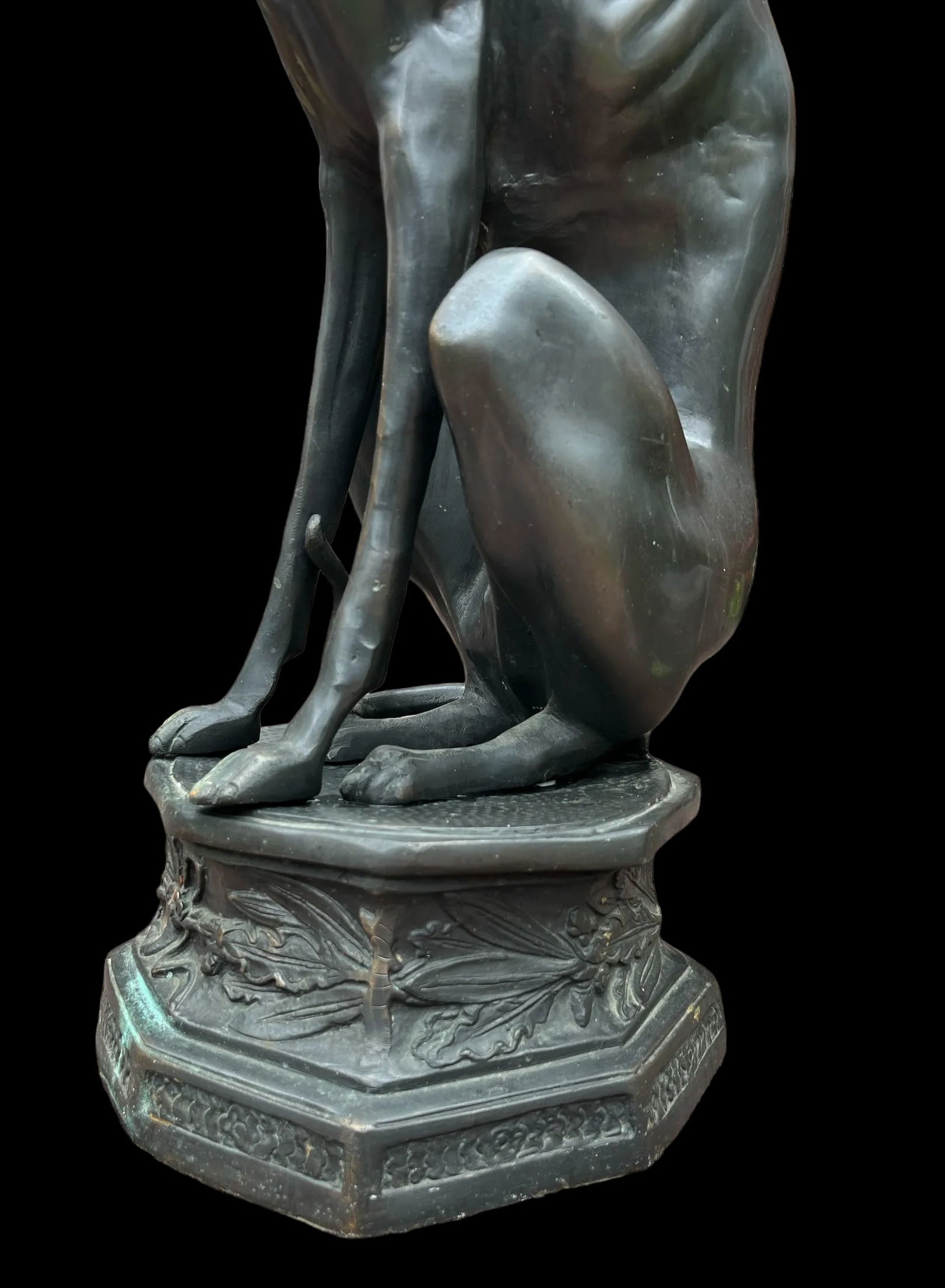 1980s Life Size Bronze Statue of a Whippet Dog on Pedestal - 8