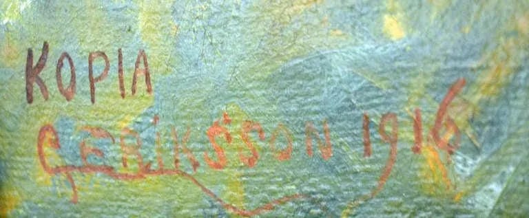 Antique Swedish Pastoral Oil Painting With Sheperdess by C. Eriksson C. 1916 - 3