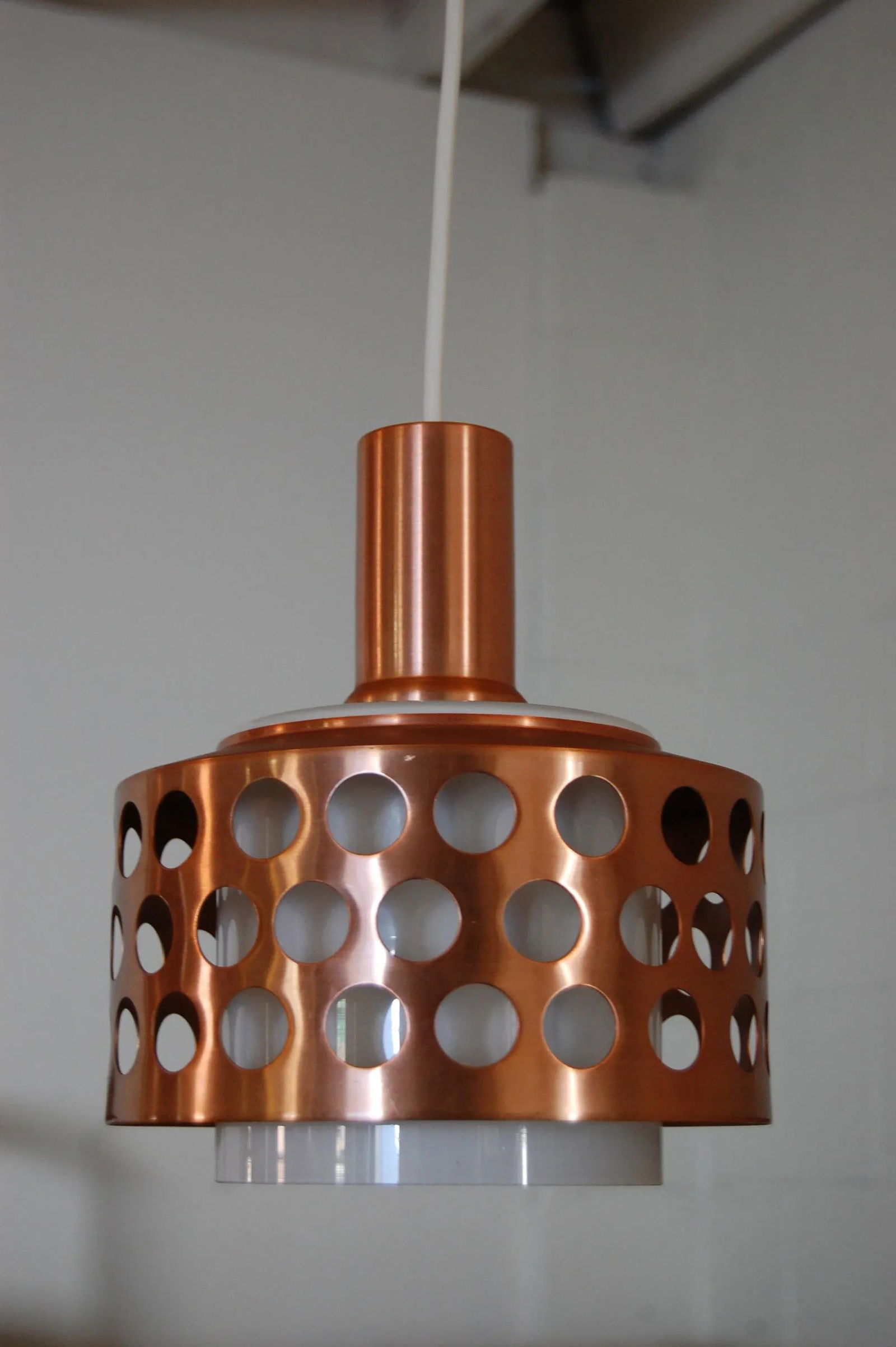 Vintage Mid-Century Swedish Copper & Glass Pendant - 4