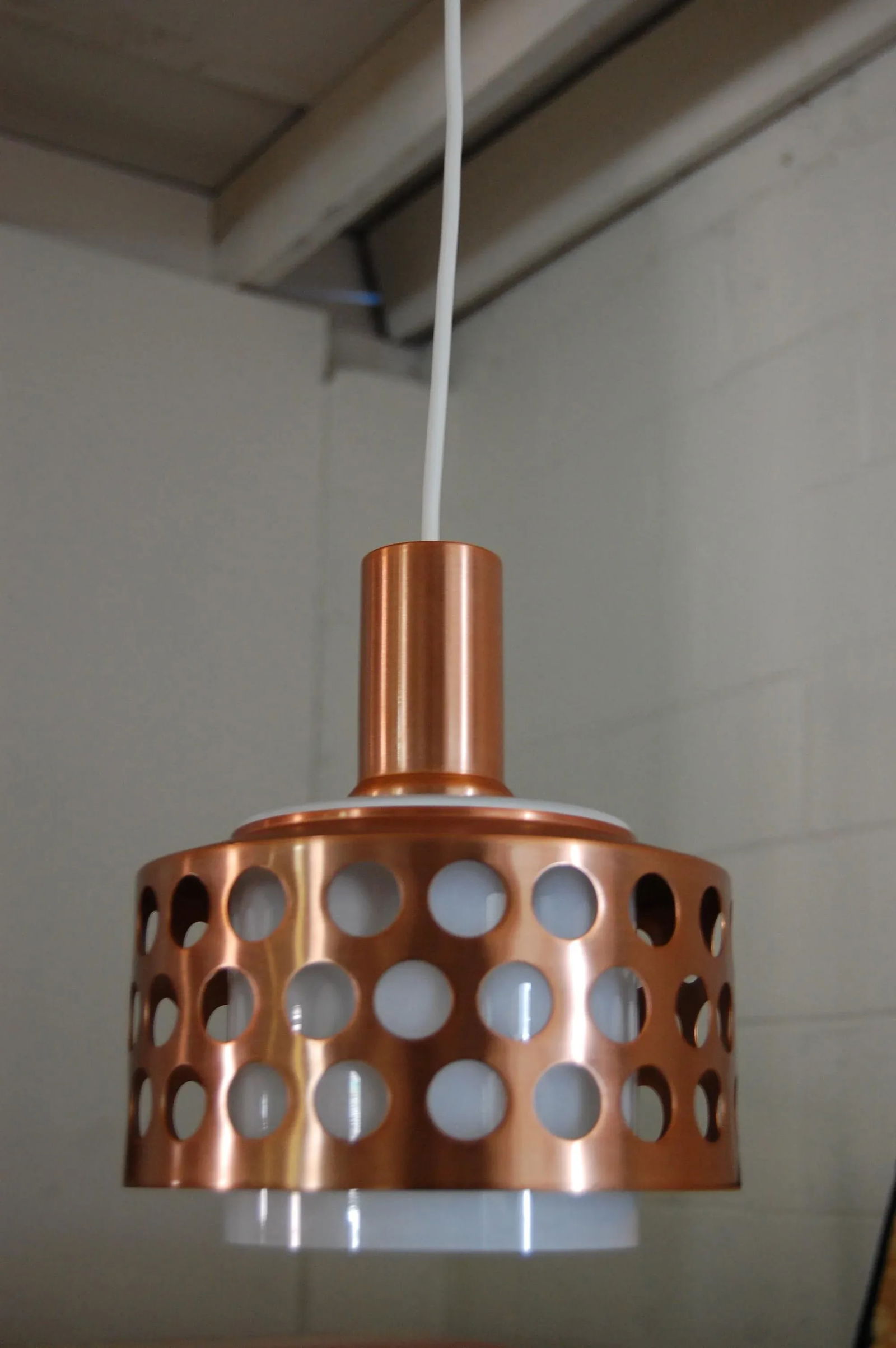 Vintage Mid-Century Swedish Copper & Glass Pendant - 5