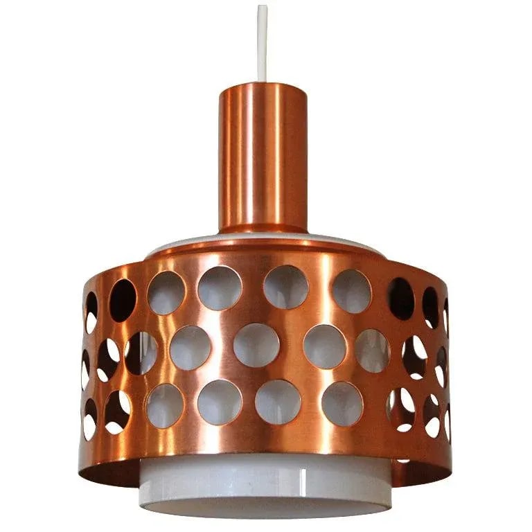 Vintage Mid-Century Swedish Copper & Glass Pendant - 9