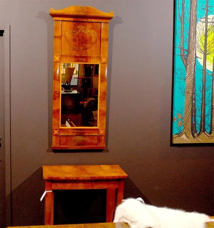 Mid 19th Century Swedish Karl Johan, Biedermeier Crotch Mahogany Mirror - 2