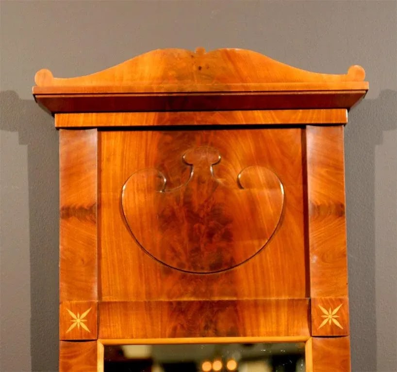 Mid 19th Century Swedish Karl Johan, Biedermeier Crotch Mahogany Mirror - 4