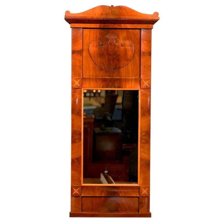 Mid 19th Century Swedish Karl Johan, Biedermeier Crotch Mahogany Mirror - 9