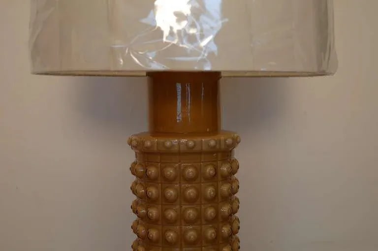Mid Century Swedish Caramel Glass Table Lamp by Luxus - 3