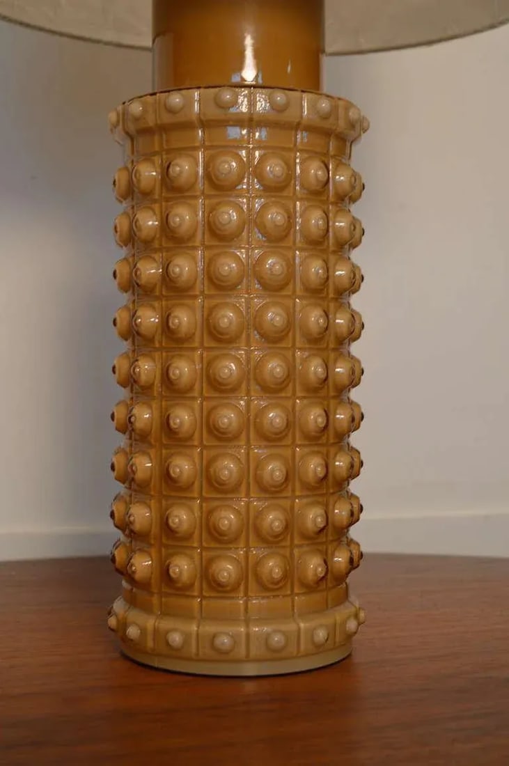 Mid Century Swedish Caramel Glass Table Lamp by Luxus - 4