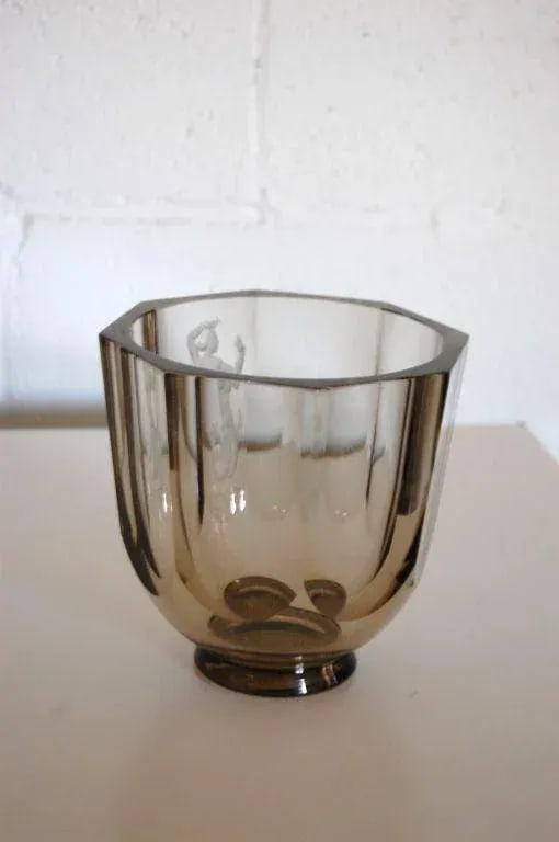 Vintage Nils Landberg for Orrefors Engraved Mermaid Art Deco Glass Vase, Signed 1944 - 8