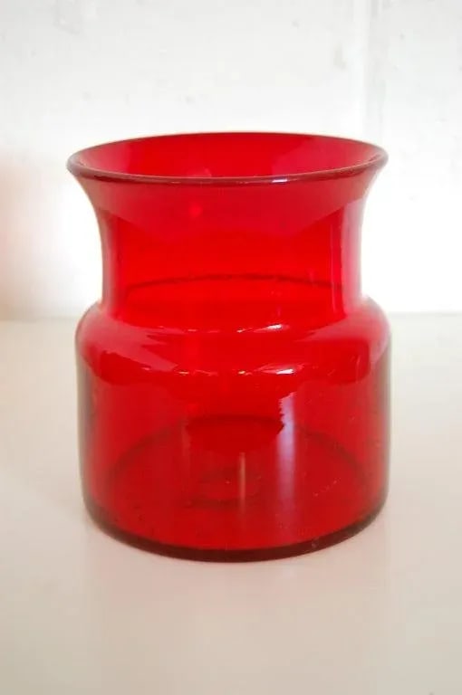 Vintage Erik Höglund Mid-Century Signed Ruby Red Art Glass Vase for Boda C. 1960s - 2