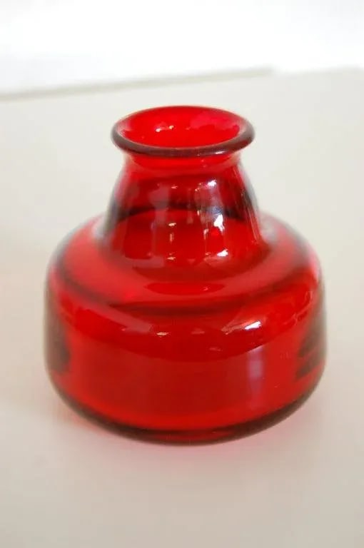 Vintage Erik Höglund Signed Ruby Red Swedish Art Glass Vase for Boda C. 1960 - 3