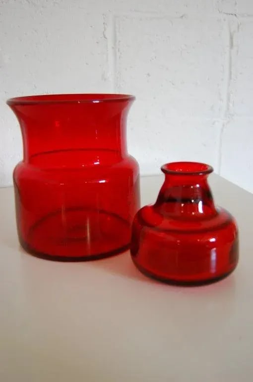Vintage Erik Höglund Signed Ruby Red Swedish Art Glass Vase for Boda C. 1960 - 8