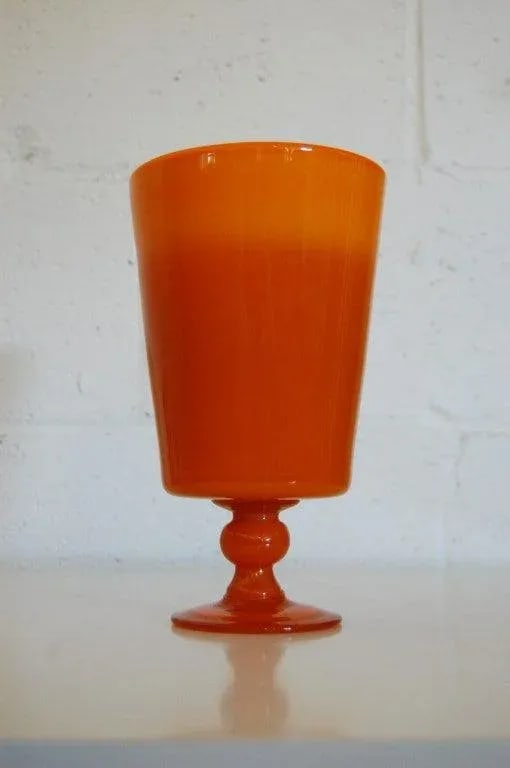 Erik Höglund Mid-Century Signed Orange Footed Art Glass Vase for Boda C. 1960s - 2