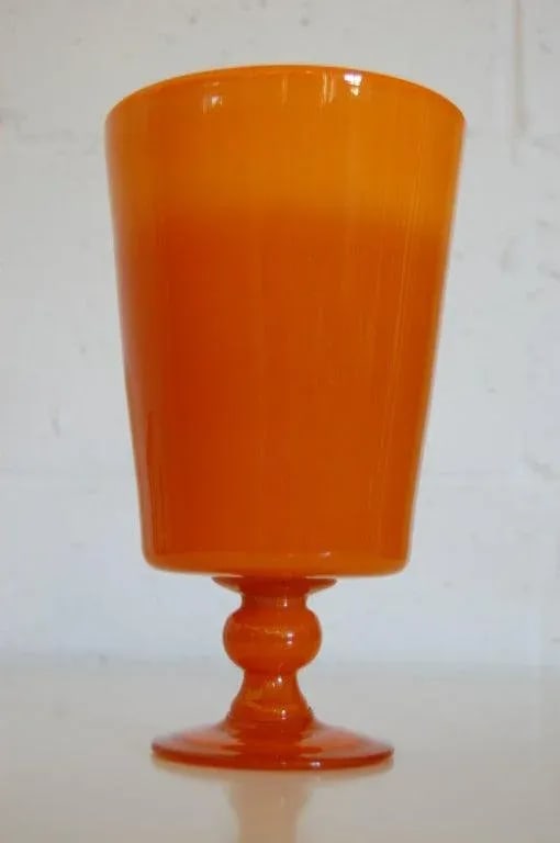 Erik Höglund Mid-Century Signed Orange Footed Art Glass Vase for Boda C. 1960s - 3