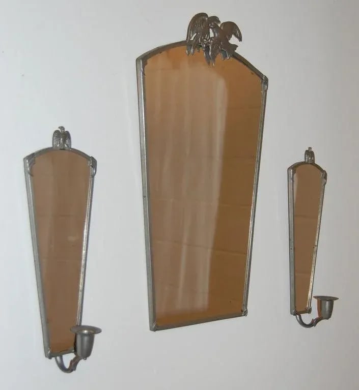 Vintage Swedish Pewter Eagle Mirror and Sconces by Svenskt Tenn - 4