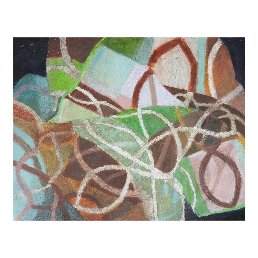 Late 20th Century Mixed Media Abstract Painting: Late 20th century mixed media gouache and oil pastel abstract painting on paper. Unsigned. Unframed, edge wear. Condition: Alterations: Original Condition Unaltered Imperfections: Some