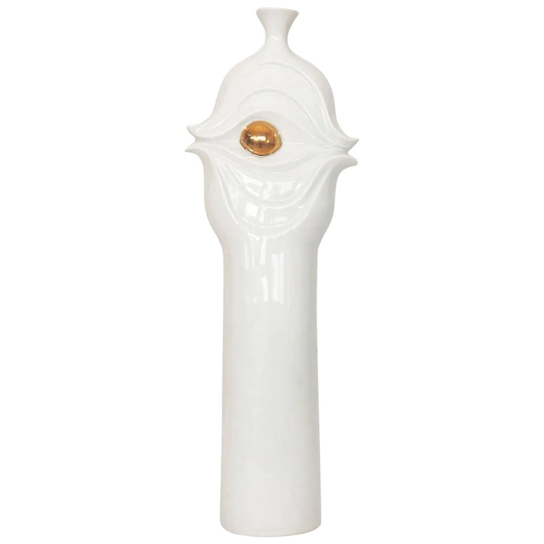 Vintage Rosenthal White Ceramic Vase: Rosenthal, white and gold painted vase. Condition: Alterations: Original Condition Unaltered Imperfections: Some Imperfections Condition Notes: Excellent - Minor wear consistent with age and