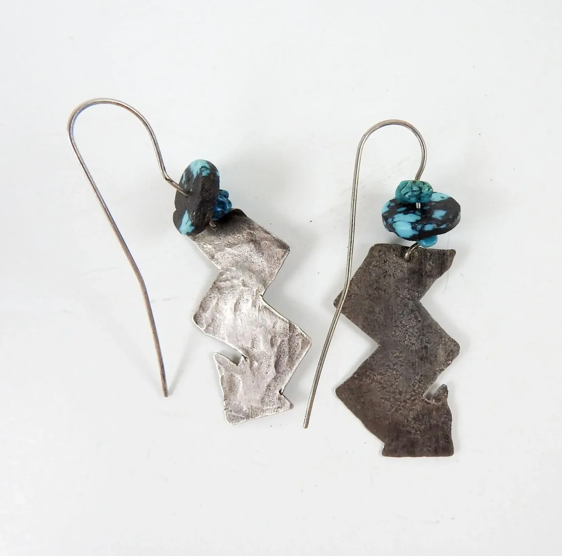 Late 20th Century Artist Studio Turquoise Sterling Silver Necklace & Earrings - 8