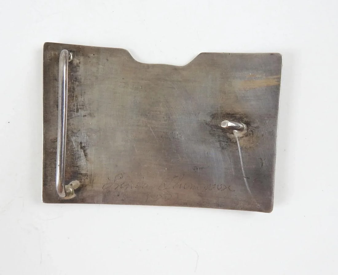 Vintage Handmade Sterling Silver Bear Belt Buckle Artist Studio - 2