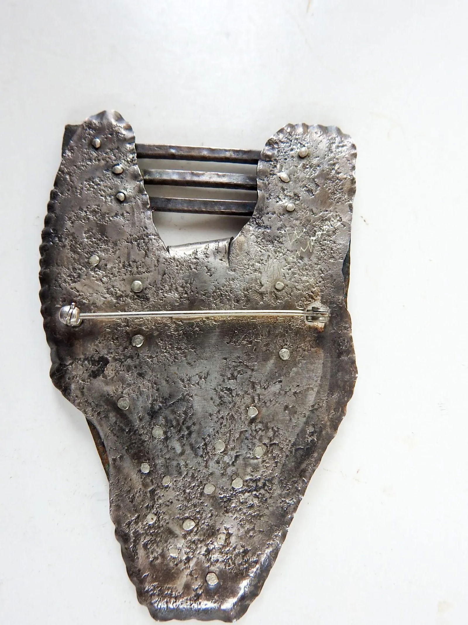 Vintage 1990's Large Sculptural Sterling and Copper Studio Brooch - 2