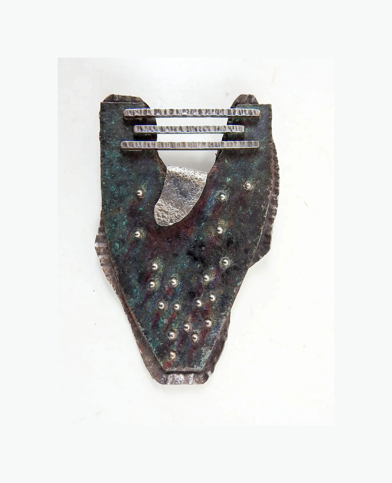 Vintage 1990's Large Sculptural Sterling and Copper Studio Brooch - 5