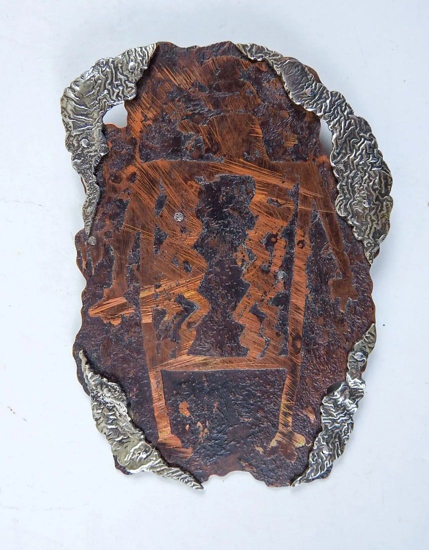 Vintage 1991 Large Sculptural Sterling Copper Artist Studio Brooch - 2