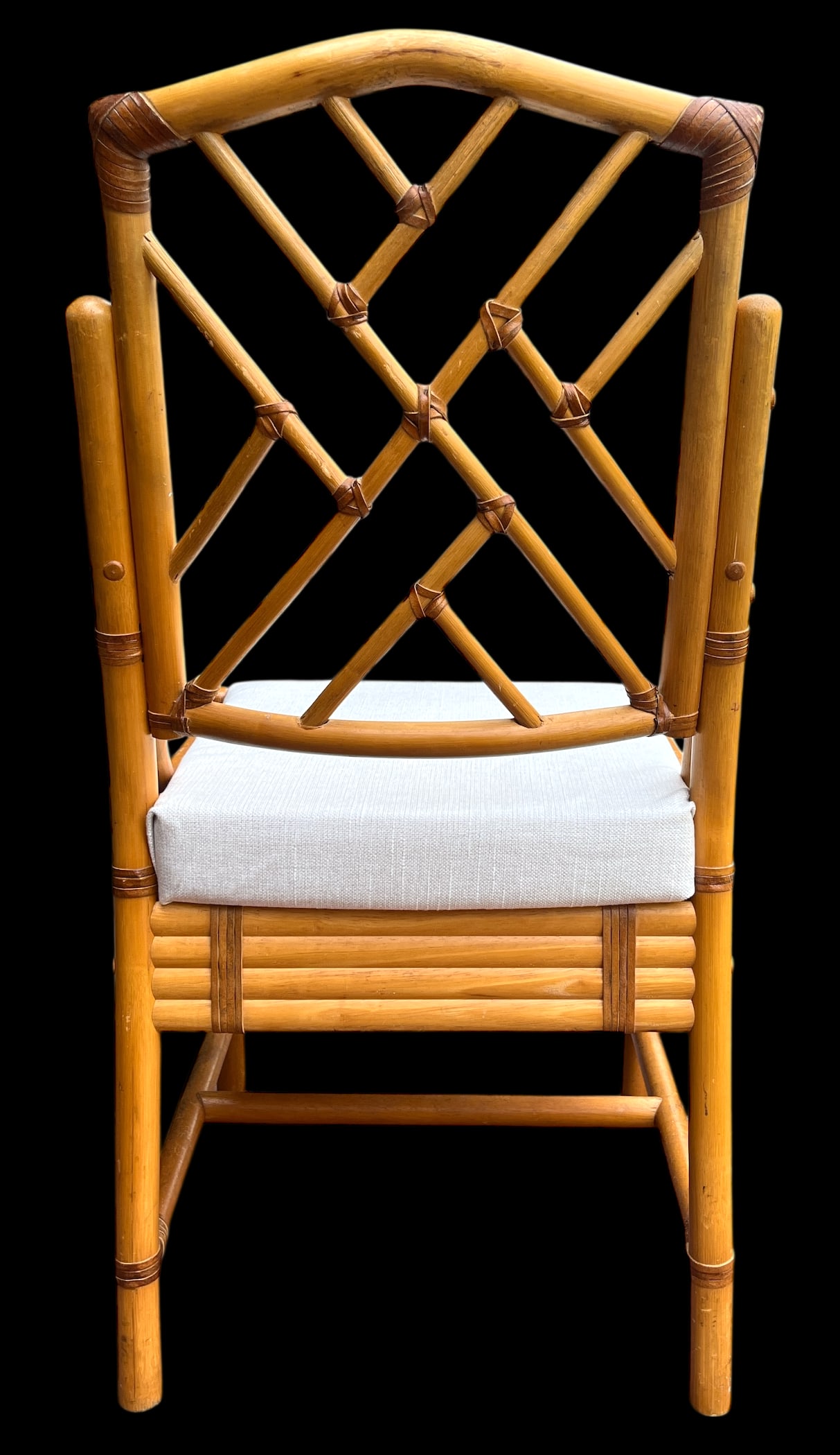 Vintage Set of 4 Chinese Chippendale Bamboo Dining Chairs With Lattice Backs - 10