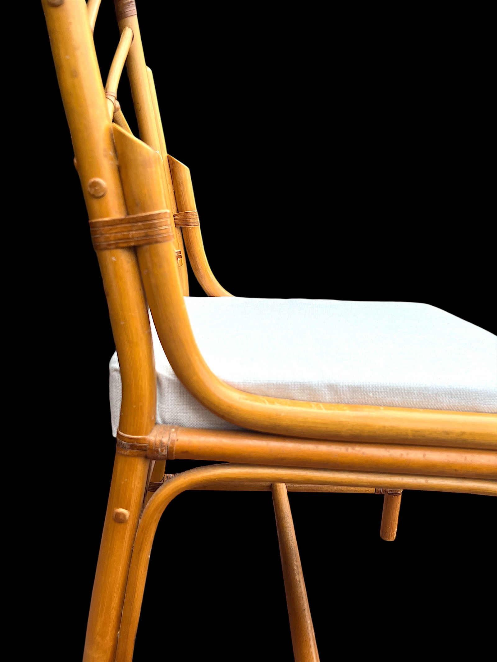 Vintage Set of 4 Chinese Chippendale Bamboo Dining Chairs With Lattice Backs - 12