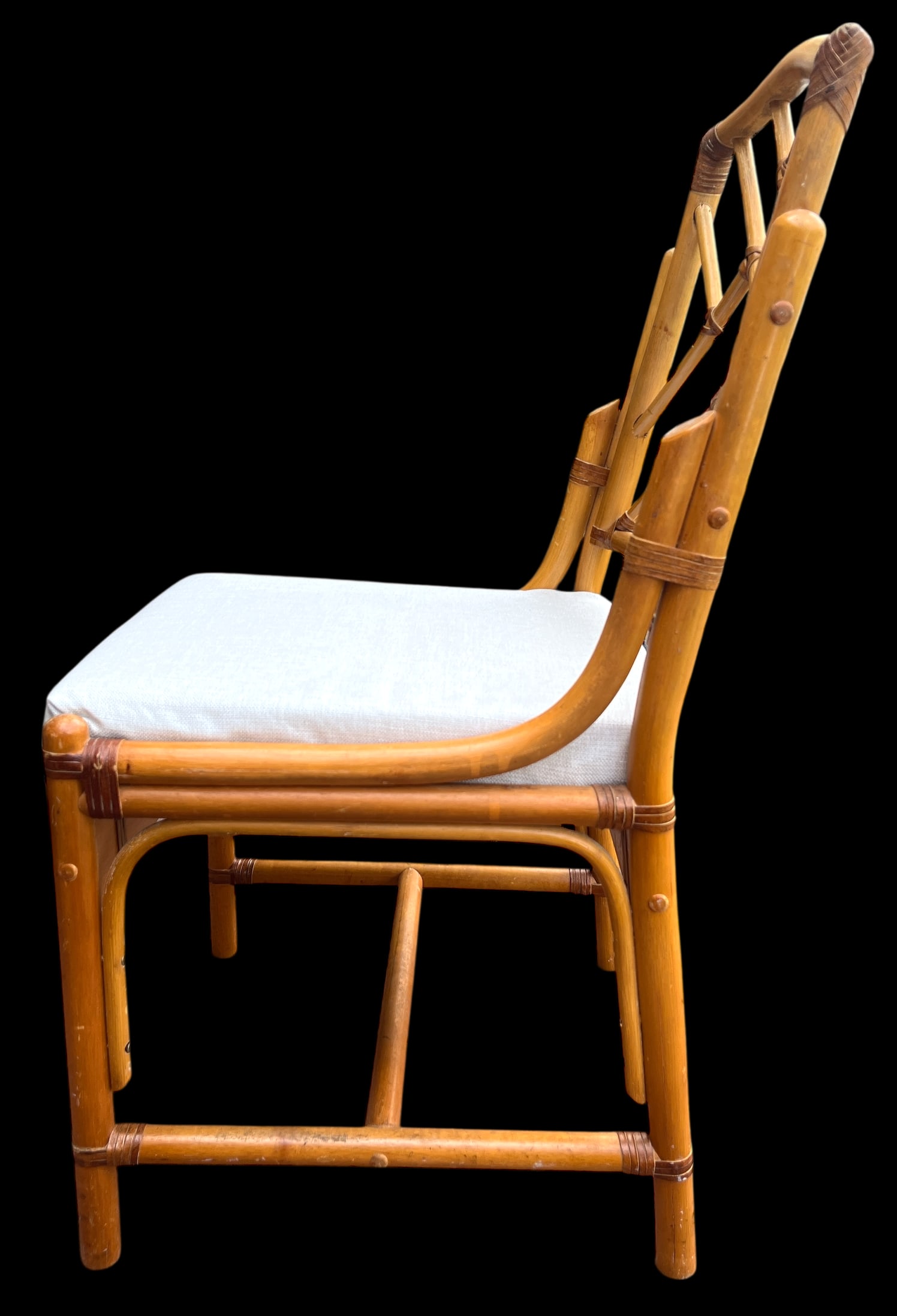 Vintage Set of 4 Chinese Chippendale Bamboo Dining Chairs With Lattice Backs - 9