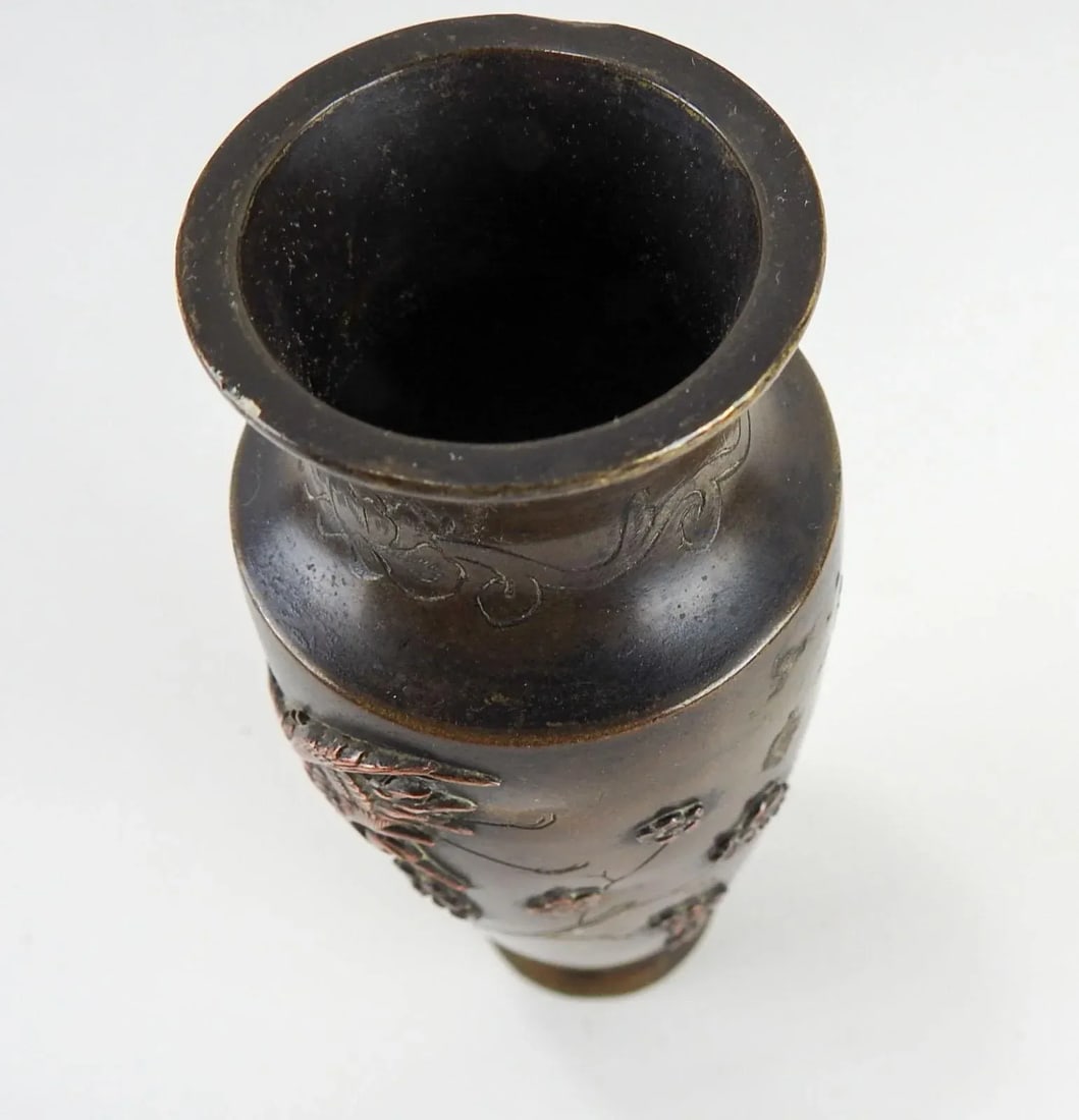 Japanese Bronxe & Copper Mixed Metal Vase - 5