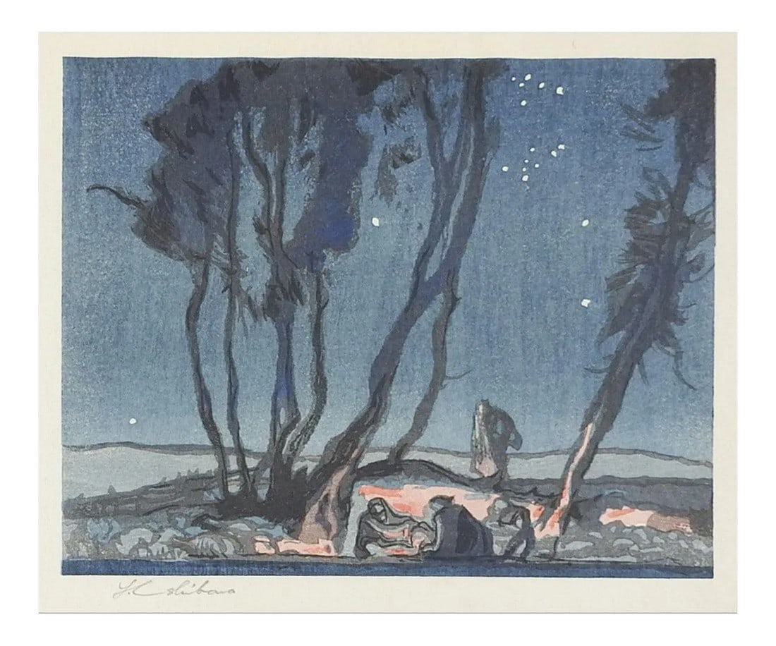 Vintage 1924 Urushibara 10 Woodcuts After Brangwyn: Vintage woodcut prints by Urushibara Mokuchu (Yoshijiro, 1888-1953) Japan, a book of 10 woodcuts, cut and printed in color by the artist, after designs by Frank Brangwyn (1867-19560). Published by