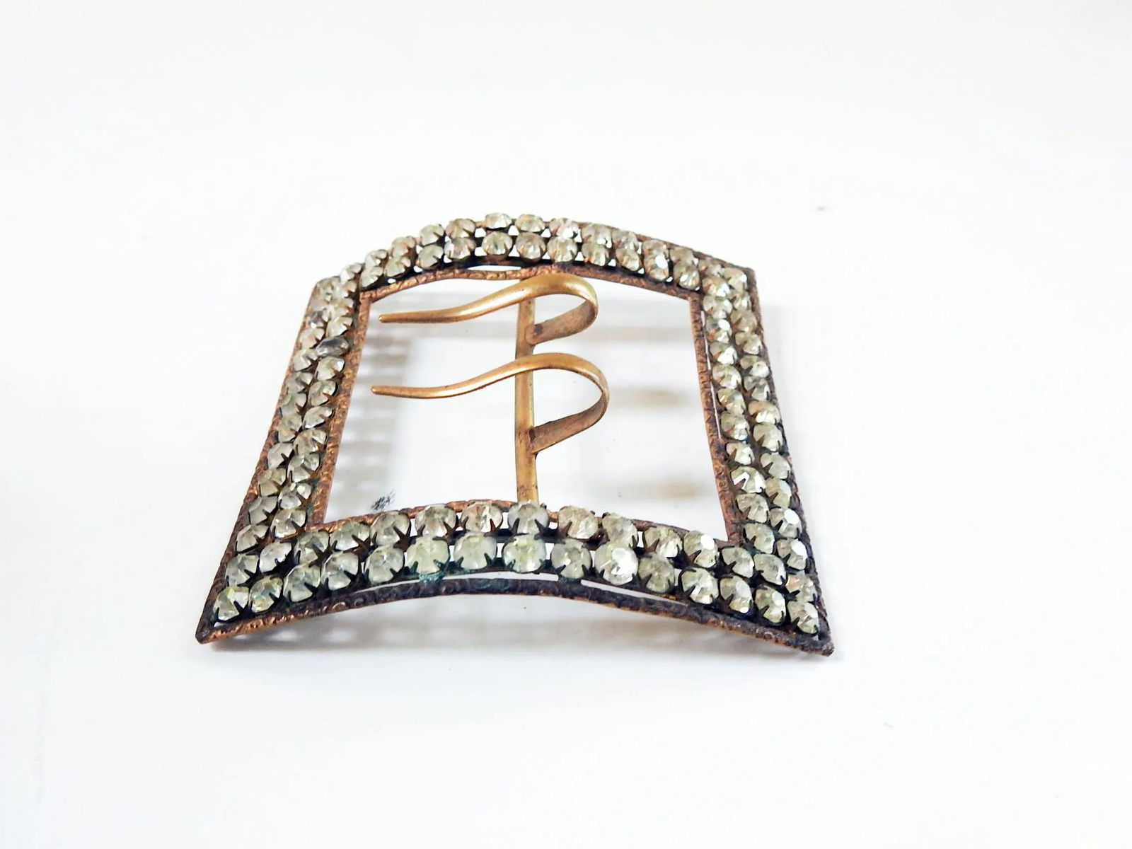 Large Antique Rhinestone Belle Epoque Belt Sash Buckle - 2