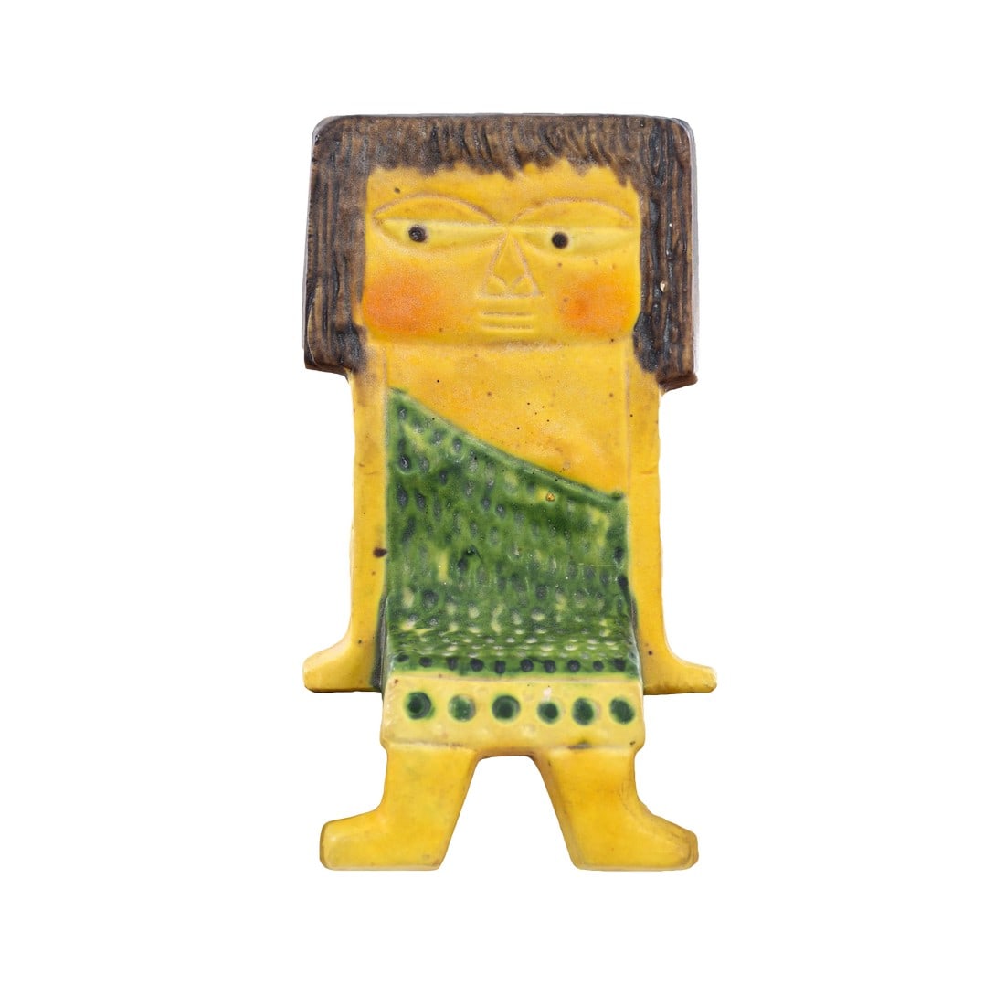 Marcello Fantoni Ceramic Shelf Hanger: Marcello Fantoni for Raymor ceramic shelf hanging person. Glazed Ceramic. Cat pictured sold separately. Condition: Alterations: Unknown Imperfections: Some Imperfections Condition Notes: Excellent 