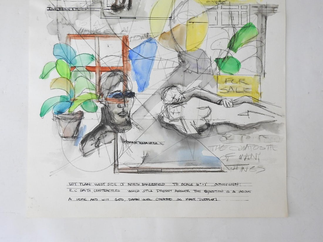 Mid 20th Century Surreal Montage Architecture Painting - 3