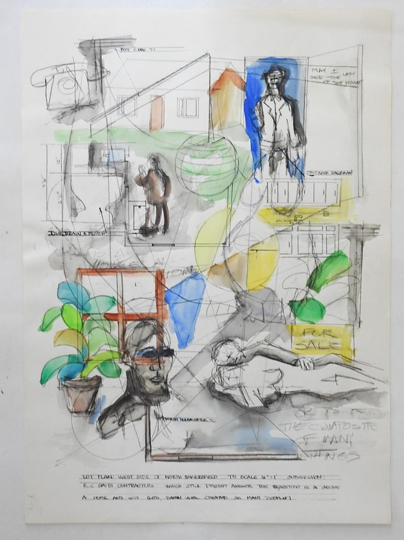 Mid 20th Century Surreal Montage Architecture Painting - 4