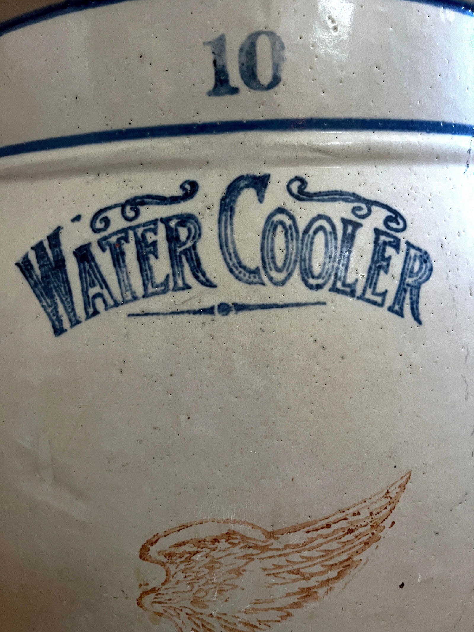 Antique Primitive 10 Gallon Red Wing Pottery Union Stoneware Water Cooler - 2