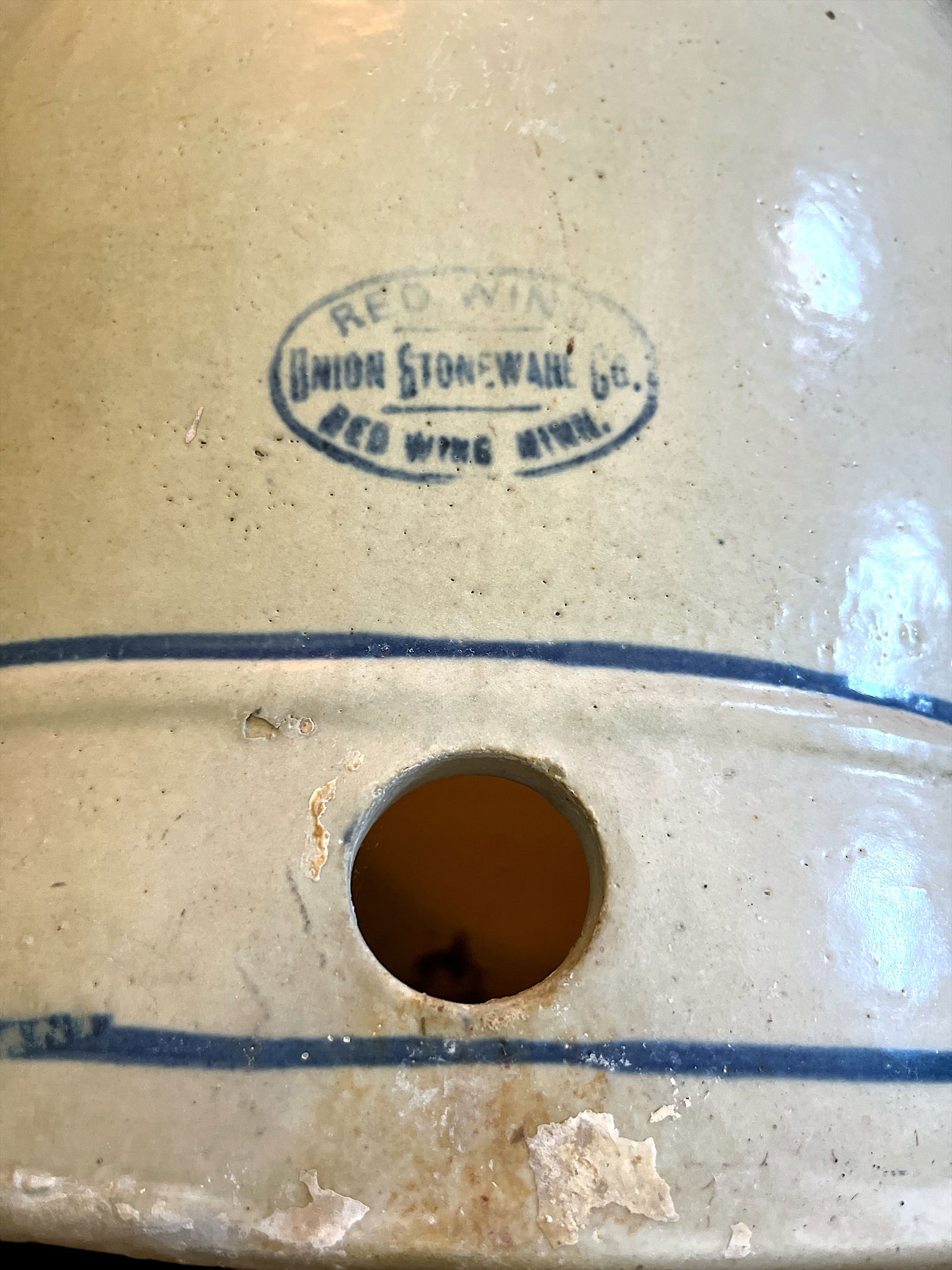 Antique Primitive 10 Gallon Red Wing Pottery Union Stoneware Water Cooler - 7