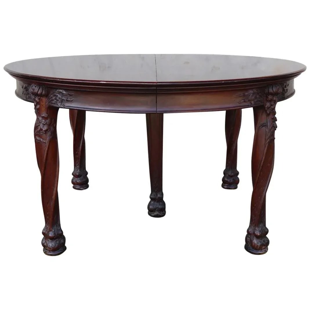 Art Nouveau Round Banquet Dining Table After Majorelle - 13