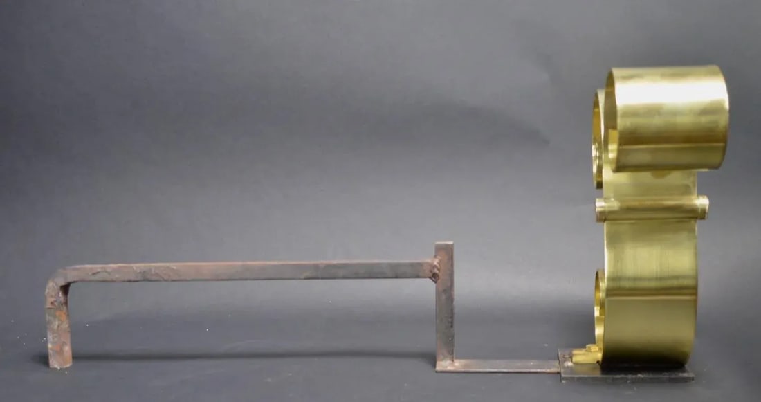 Brass Scroll Andirons After Raymond Subes - 5