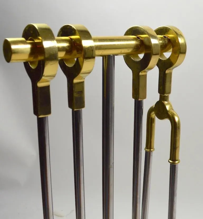 Chrome and Brass Fireplace Tools by Alessandro - 5